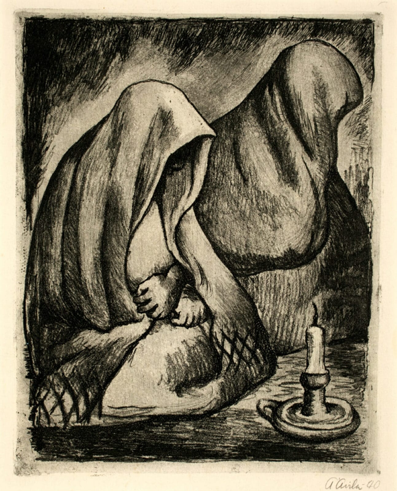 Velorio / Wake. Artist: Abelardo Ávila. Date: 1940. Medium: aquatinta y aguafuerte barniz blando sobre papel / aquatint and soft-ground etching on paper.