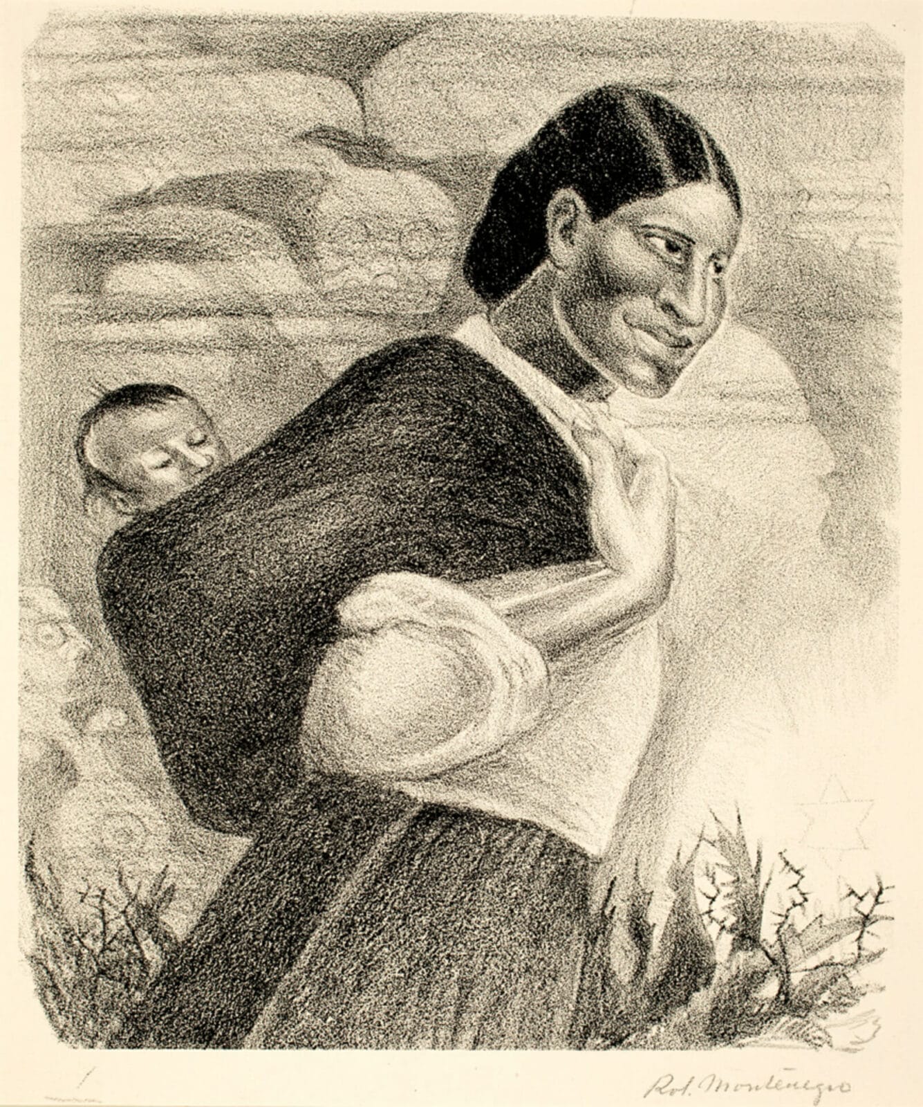 Madre y niño / Mother and Child. Artist: Roberto Montenegro. Date: 1930s. Medium: litografía sobre papel / lithograph on paper.