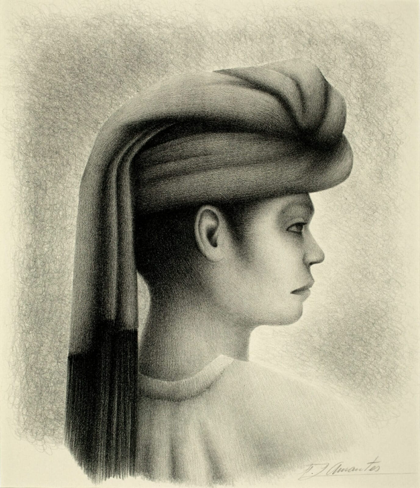 Una mujer oaxaqueña / Woman from Oaxaca. Artist: Francisco Dosamantes. Date: 1940s. Medium: litografía sobre papel / lithograph on paper.