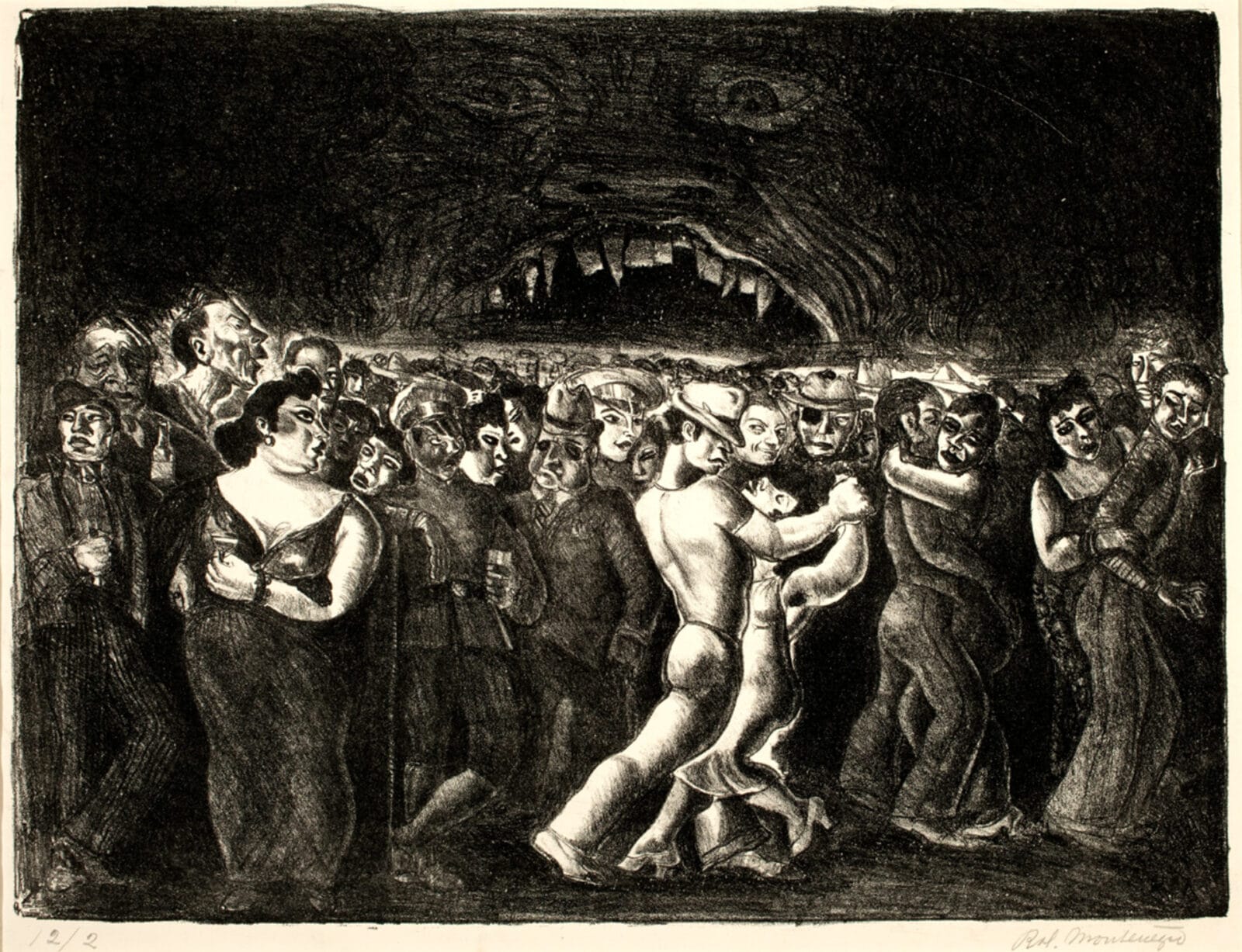 El Molino Rojo / The Red Mill (Tijuana?). Artist: Roberto Montenegro. Date: sin fecha / undated. Medium: litografía sobre papel / lithograph on paper.