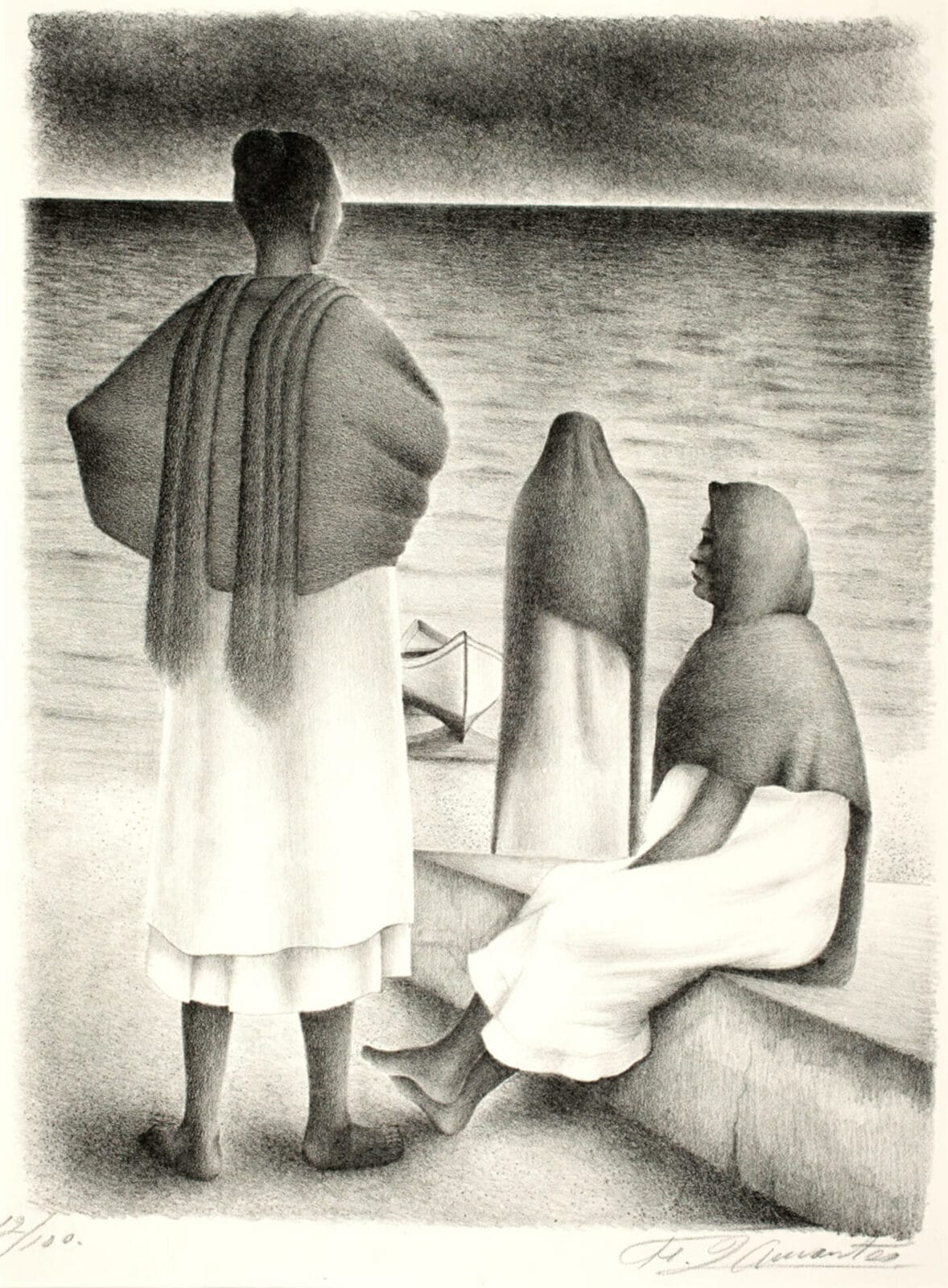 La espera / Waiting. Artist: Francisco Dosamantes. Date: 1940s. Medium: litografía sobre papel / lithograph on paper.