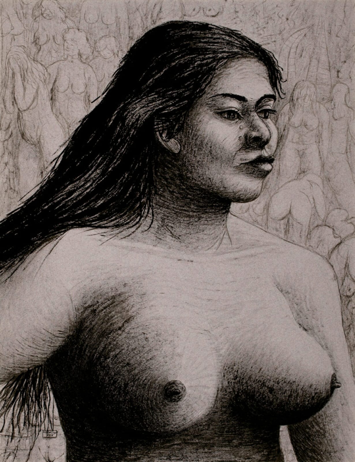 Desnudo / Nude. Artist: Amador Lugo. Date: 1954. Medium: lápiz compuesto y tinta sobre papel / crayon and ink on paper.
