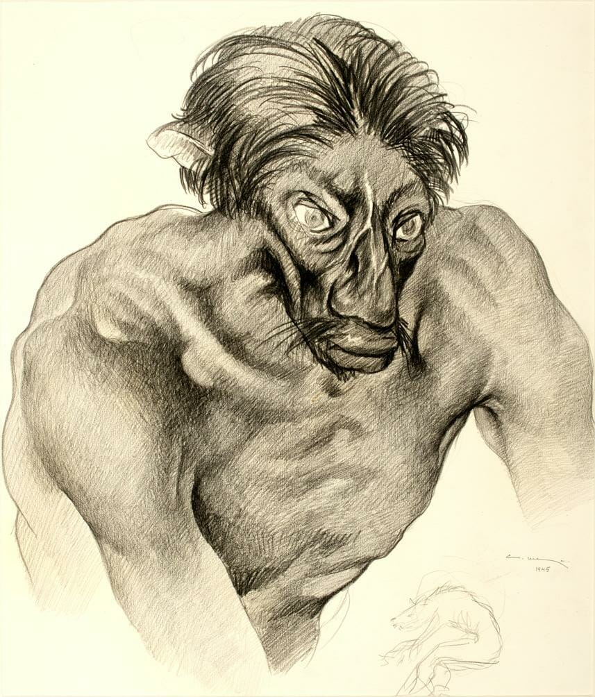 Nahual. Artist: Guillermo Meza. Date: 1945. Medium: grafito sobre papel / graphite on paper.
