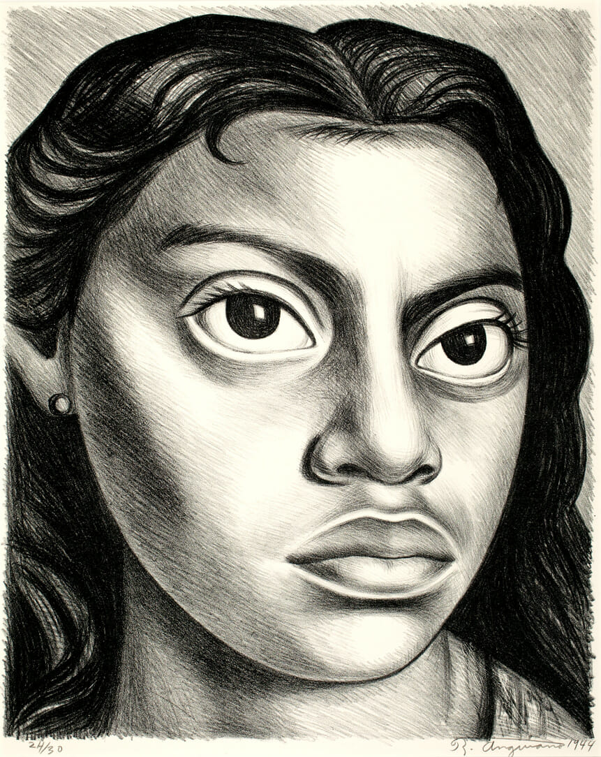 Cabeza / Head. Artist: Raúl Anguiano. Date: 1944. Medium: litografía sobre papel / lithograph on paper.