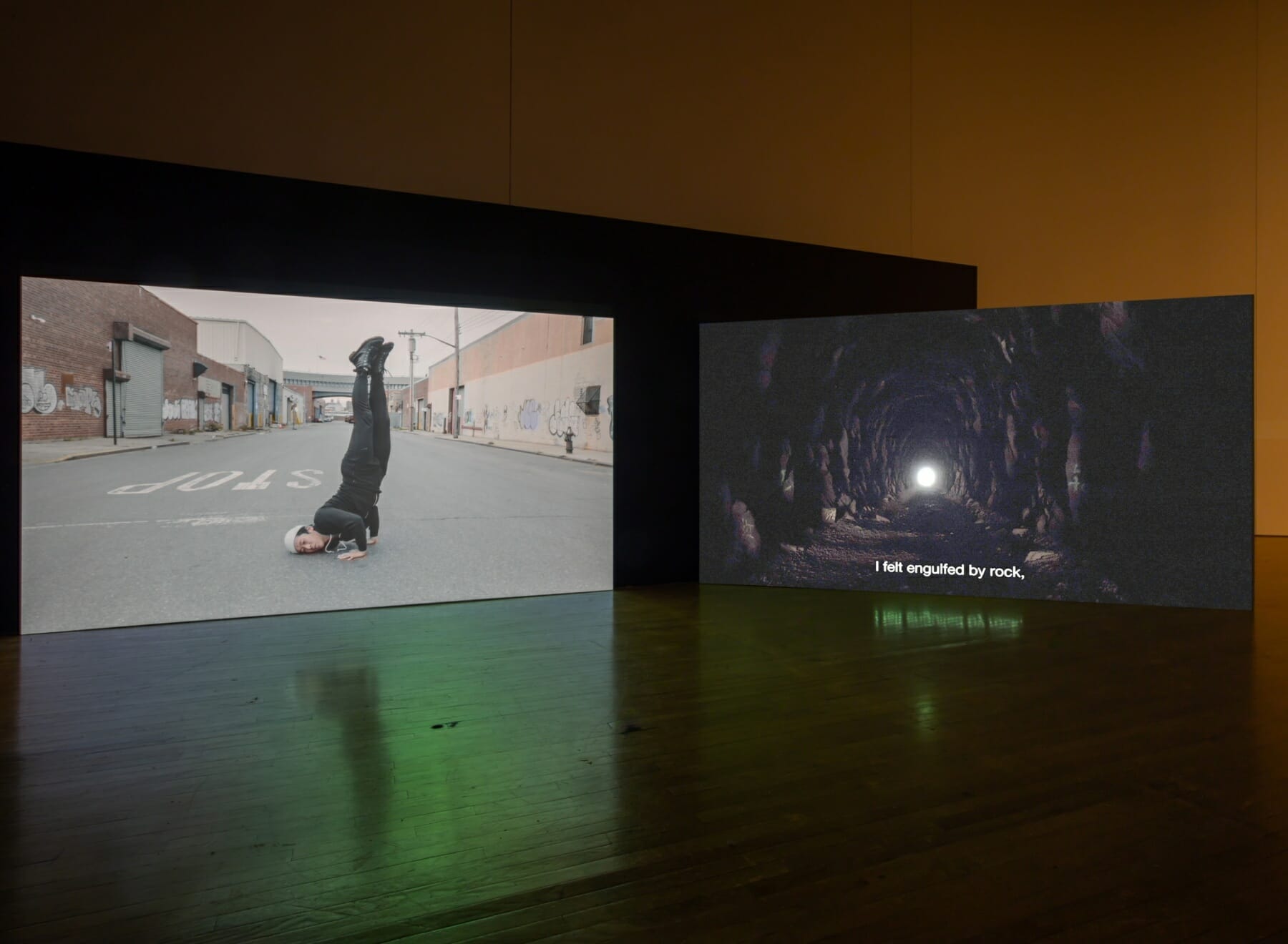 2 channel installation of Kenneth Tam: Silent Spikes