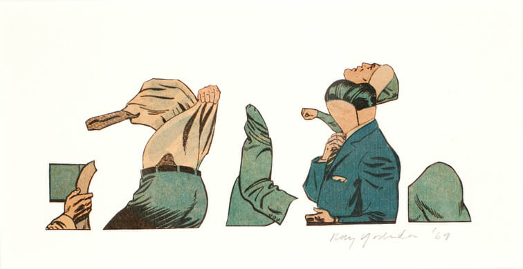 Untitled. Artist: Ray Yoshida. Date: 1969. Medium: collage of comic book clippings, pasted onto paper.