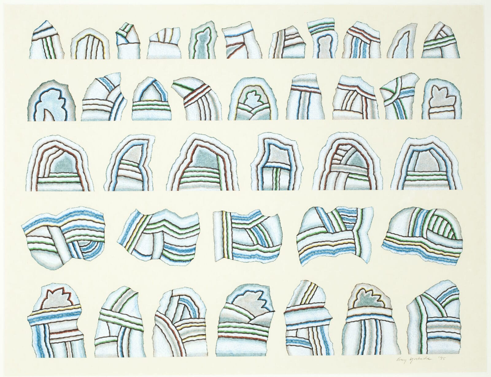 Unreasonable Lineage. Artist: Ray Yoshida. Date: 1975. Medium: felt-tip pen and crayon on paper, cut out and collaged on paper.