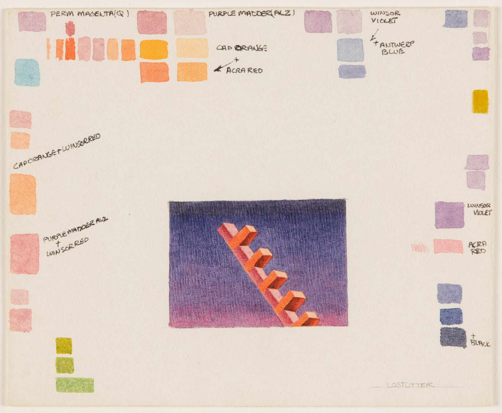 Three preparatory drawings (Study for Parrot Watching the Sun Go Down). Artist: Robert Lostutter. Date: 1986. Medium: watercolor on paper.