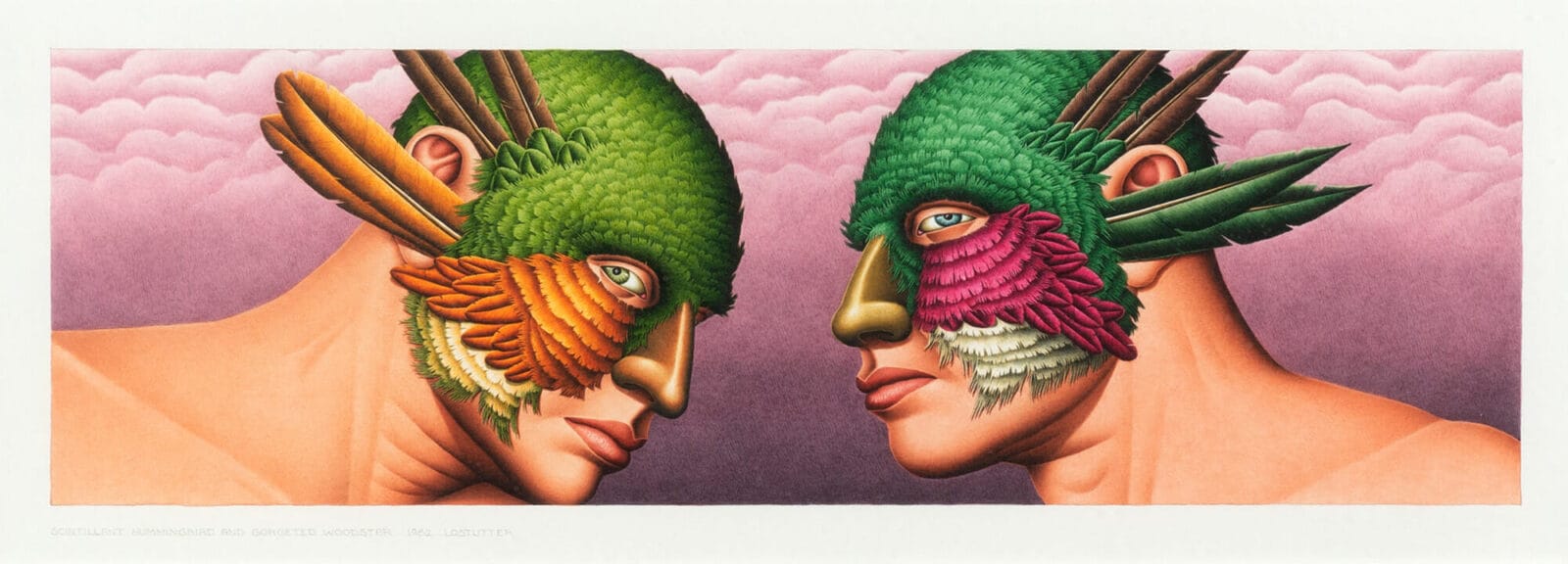 Scintillant Hummingbird and Gorgeted Woodstar. Artist: Robert Lostutter. Date: 1982. Medium: watercolor on paper.