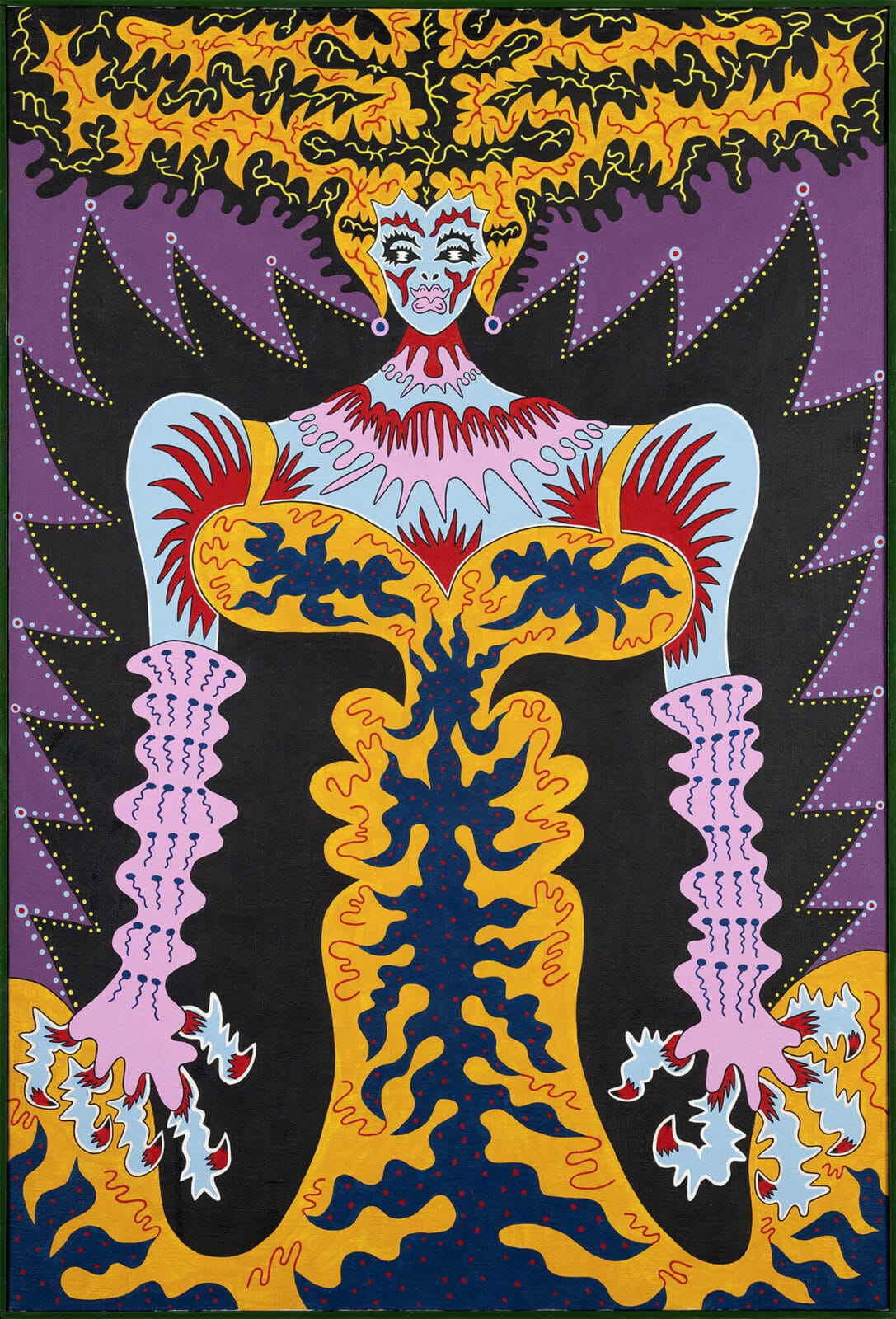 Show Girl No. 2. Artist: Karl Wirsum. Date: 1969. Medium: acrylic on canvas, in artist's painted frame.