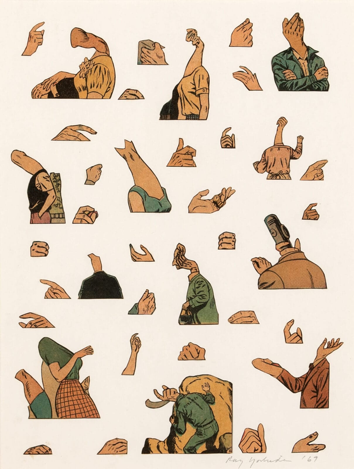 Untitled. Artist: Ray Yoshida. Date: 1969. Medium: collage of comic book clippings, pasted onto paper.