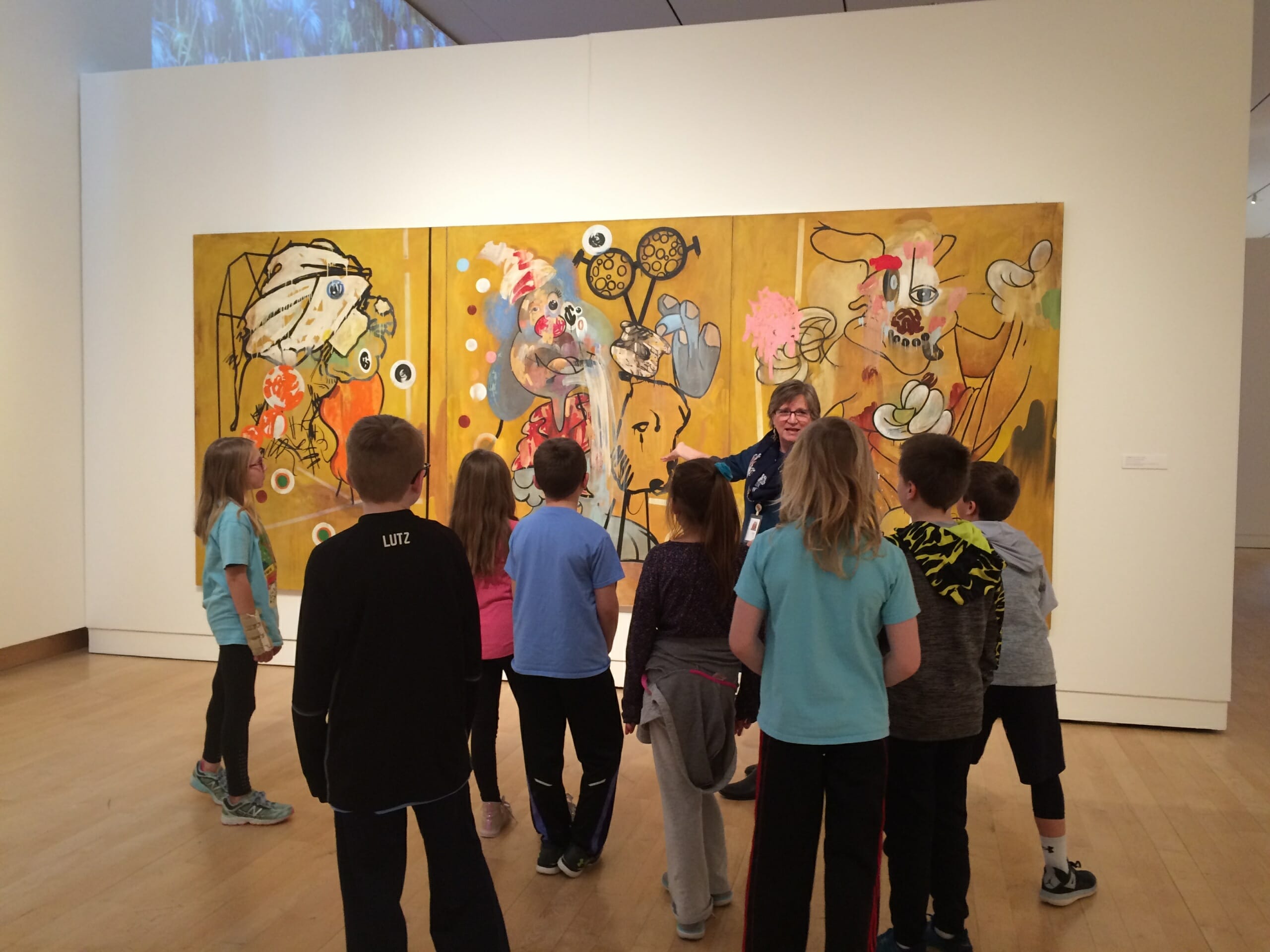 Kids in the gallery for a school tour
