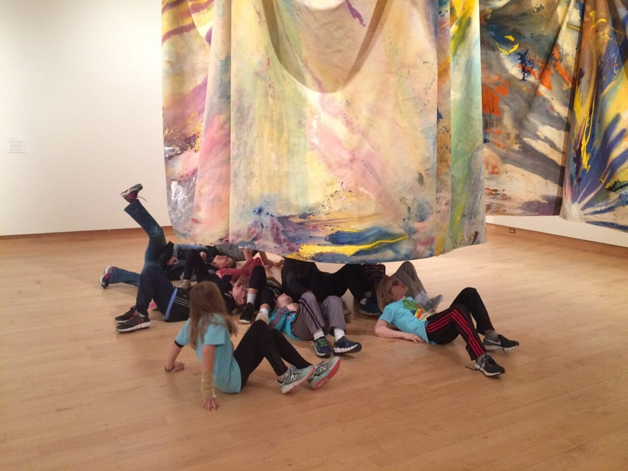 Kids in the gallery for a school tour
