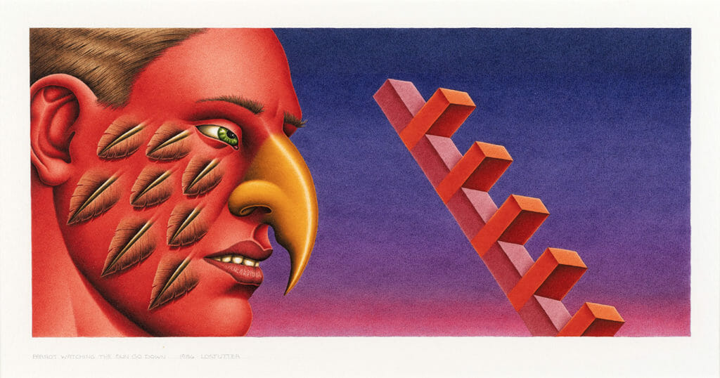 Parrot Watching the Sun Go Down. Artist: Robert Lostutter. Date: 1986. Medium: watercolor on paper.