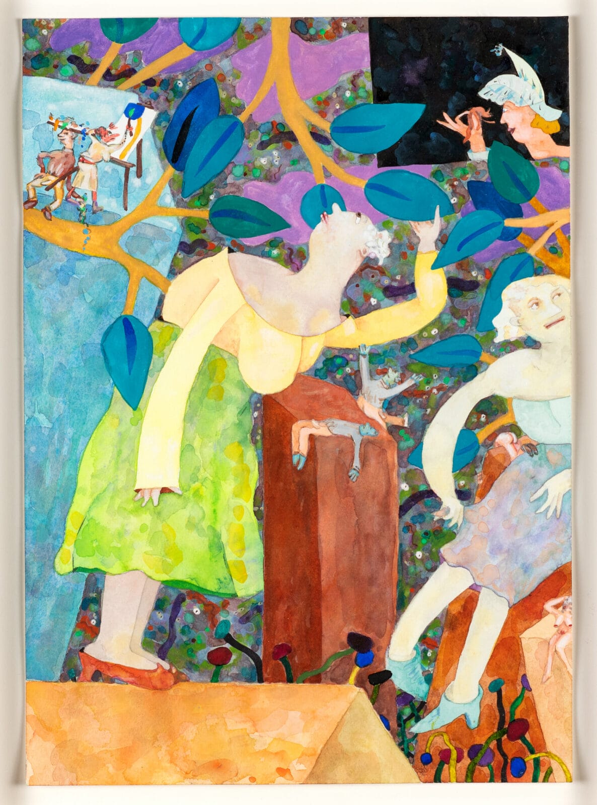 Examining. Artist: Gladys Nilsson. Date: 2013. Medium: gouache and watercolor on paper.