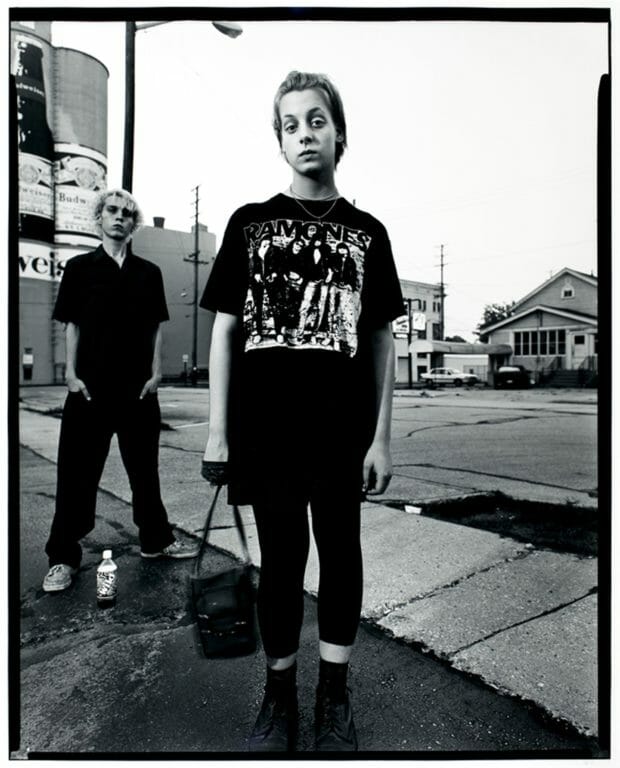 J. Shimon & J. Lindemann, Trish and Matt Downtown, Manitowoc, Wisconsin , 1995. Gelatin silver print, 34 x 27 inches. Collection of the Madison Museum of Contemporary Art. Purchase, through funds from the Brittingham Foundation. © J. Shimon & J. Lindemann.