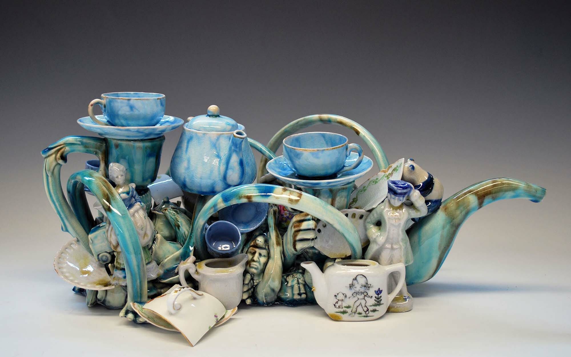 Craig Clifford, Abide, 2015. Slip-cast and hand-built ceramic with found ceramic objects, 10 x 20 x 9 inches. Courtesy of the artist.