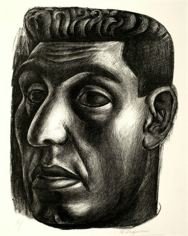 David Alfaro Siqueiros, Retrato de Moisés Sáenz/Portrait of Moisés Sáenz, 1931. Lithograph, 24 x 20 1/4 inches. Collection of the Madison Museum of Contemporary Art. Bequest of Rudolph and Louise Langer.