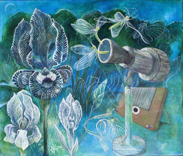 Ellen Lanyon, Arabian Nights, 1998. Acrylic on canvas, 44 x 52 inches. Collection of the Madison Museum of Contemporary Art. Gift from the Estate of Ellen Lanyon.