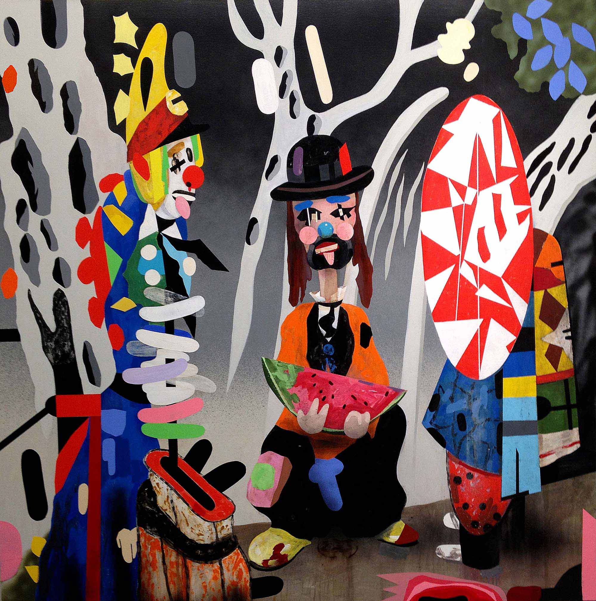 T.L. Solien, A-Hole Falls, 2015. Acrylic and enamel on canvas, 84 x 84 inches. Courtesy of the artist.