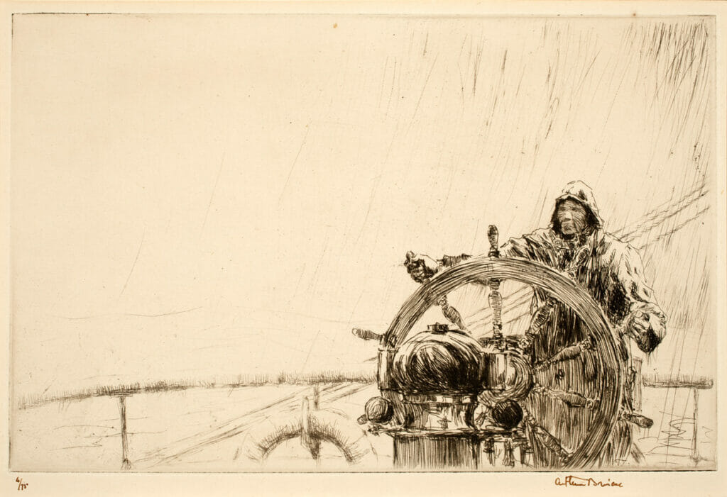 The Helmsman. Artist: Arthur John Trevor Briscoe. Date: 1925. Medium: etching and drypoint.