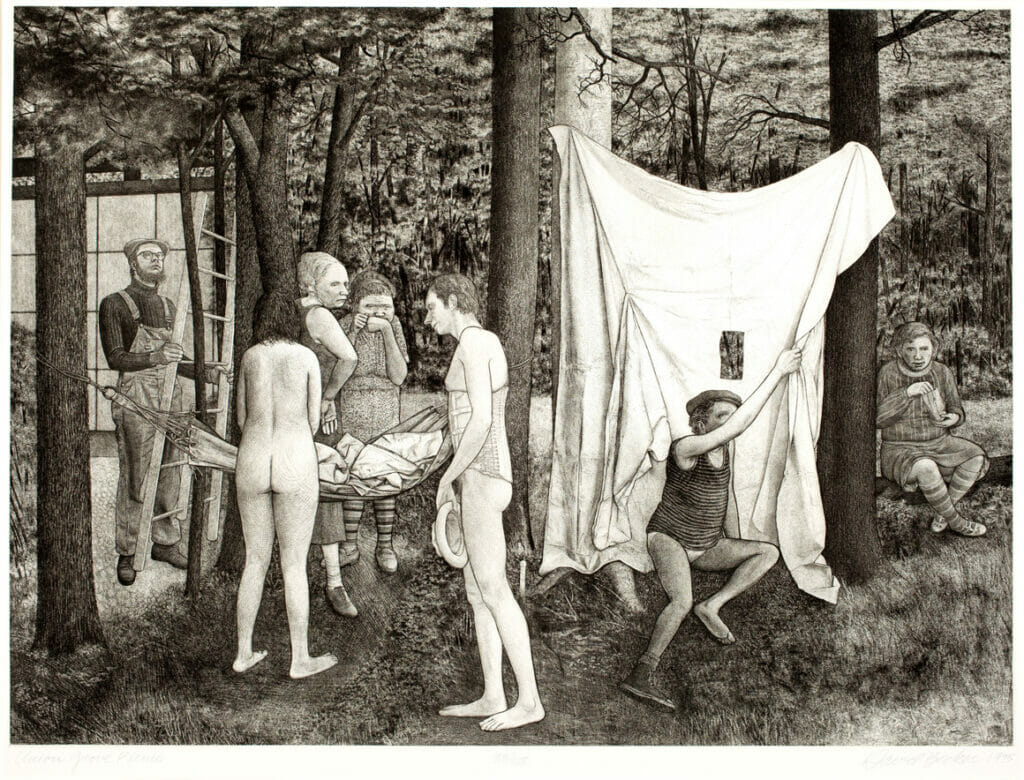 Union Grove Picnic. Artist: David Becker. Date: 1975. Medium: etching and engraving.