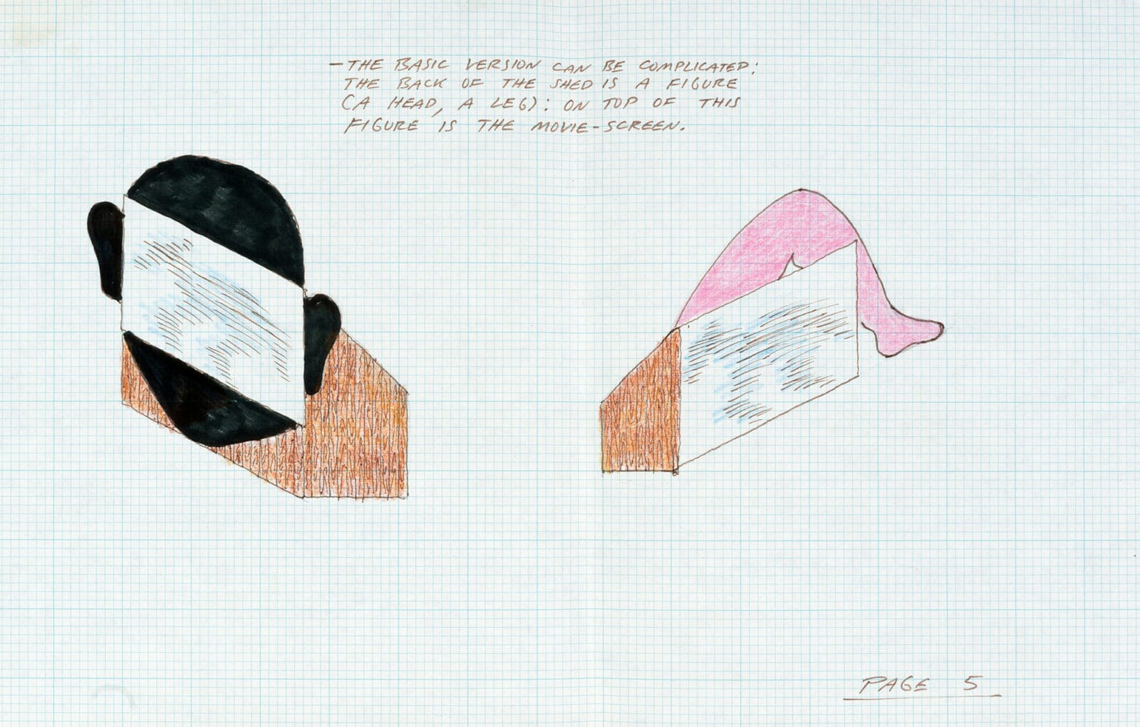 Drawing for the Proposed Arena in Loring Park, Minneapolis, Minnesota. Artist: Vito Acconci. Date: 1984. Medium: felt-tip pen.