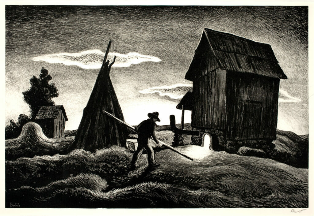 Night Firing. Artist: Thomas Hart Benton. Date: 1943. Medium: lithograph.