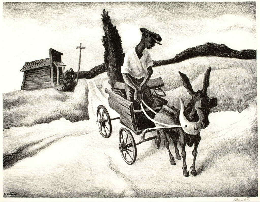 Lonesome Road. Artist: Thomas Hart Benton. Date: 1938. Medium: lithograph.