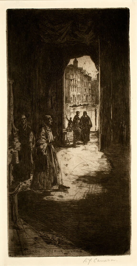 Church Interior, Venice. Artist: David Young, Sir Cameron. Medium: etching.