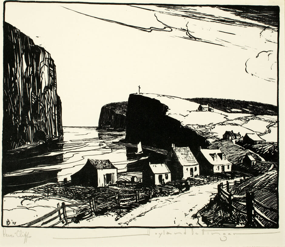 Percé Cliffs. Artist: Wayland Bettinger. Medium: lithograph.