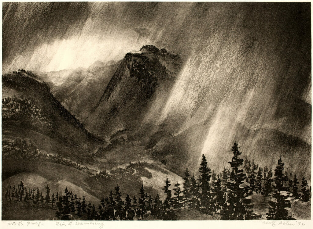 Rain at Semmering. Artist: Adolf Dehn. Date: 1936. Medium: lithograph.