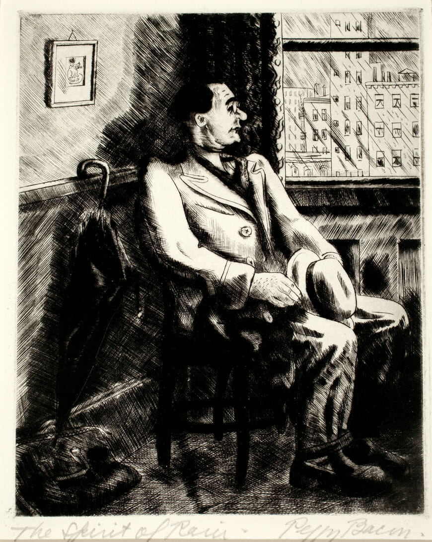 The Spirit of Rain. Artist: Peggy Bacon. Date: 1937. Medium: etching.