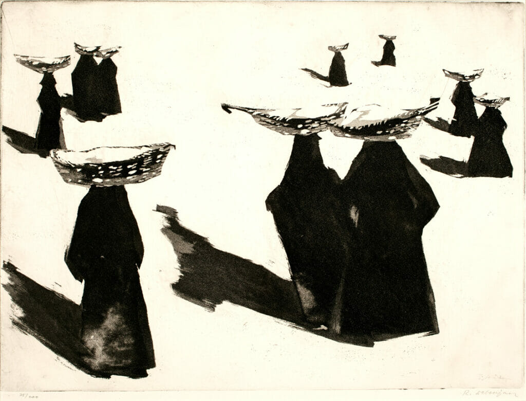 Basket Bearers. Artist: Riko Debenjak. Date: 1954. Medium: aquatint.