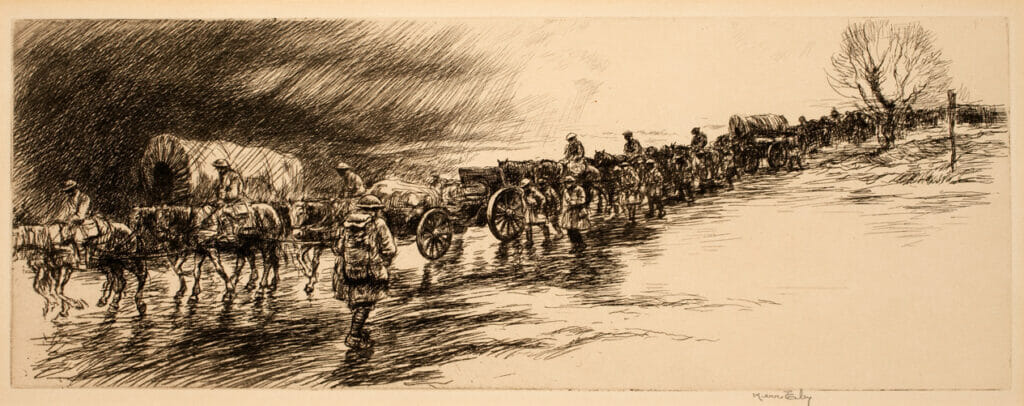 An Artillery Train. Artist: Kerr Eby. Date: 1919. Medium: etching.
