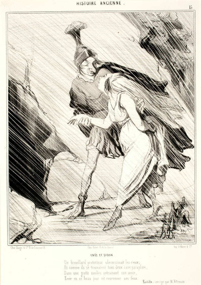 Aeneas and Dido. Artist: Honoré Daumier. Date: 1841. Medium: lithograph.