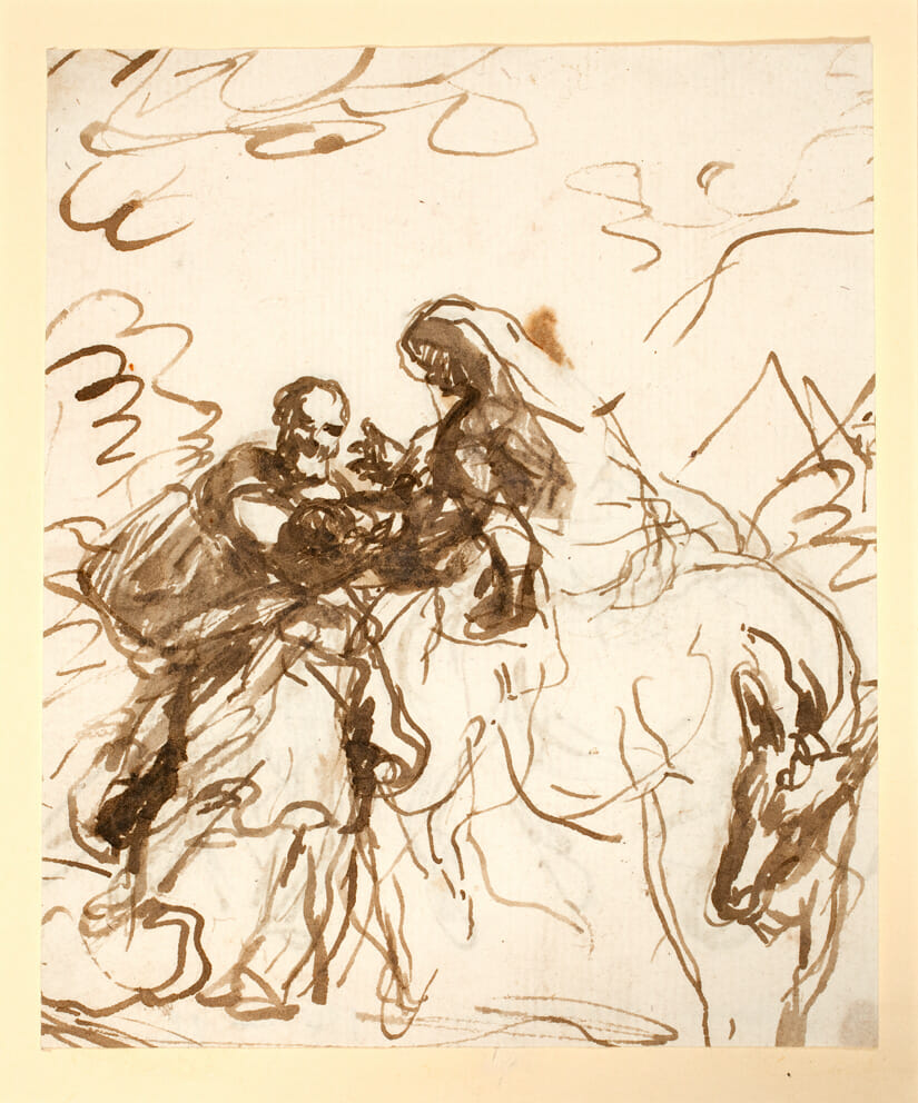 Flight Into Egypt. Artist: Antonio Ditiani (Diziani). Medium: sepia wash.