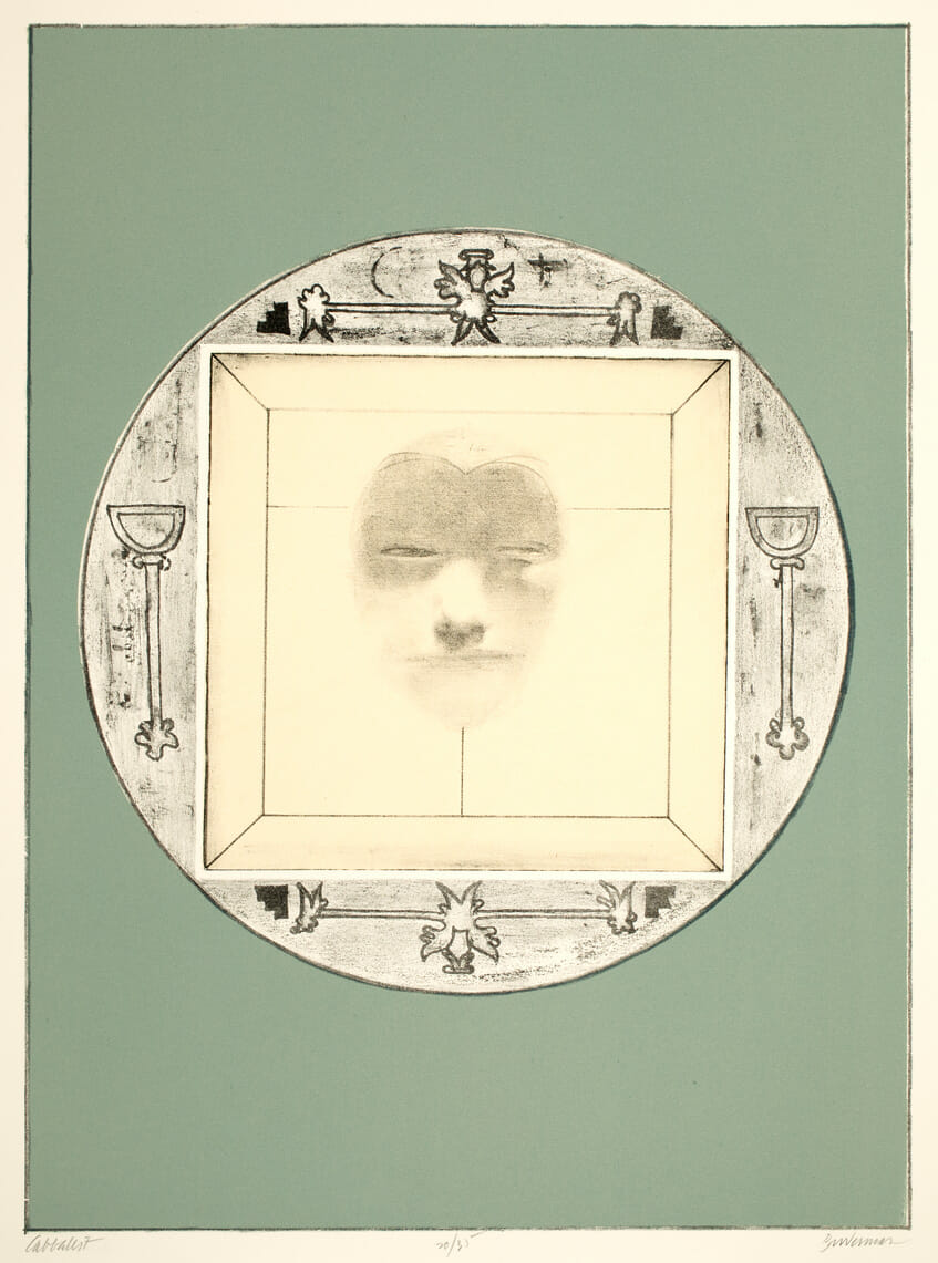 Cabbalist. Artist: Harvey Breverman. Date: 1972. Medium: lithograph with papier colle.