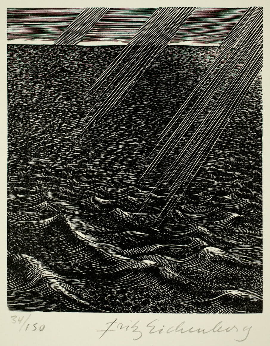 The First Day. Artist: Fritz Eichenberg. Date: 1976. Medium: wood engraving.