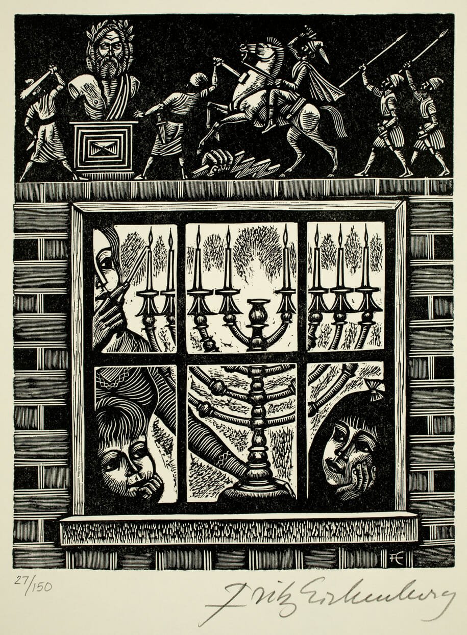 Chanukah. Artist: Fritz Eichenberg. Date: 1976. Medium: wood engraving.