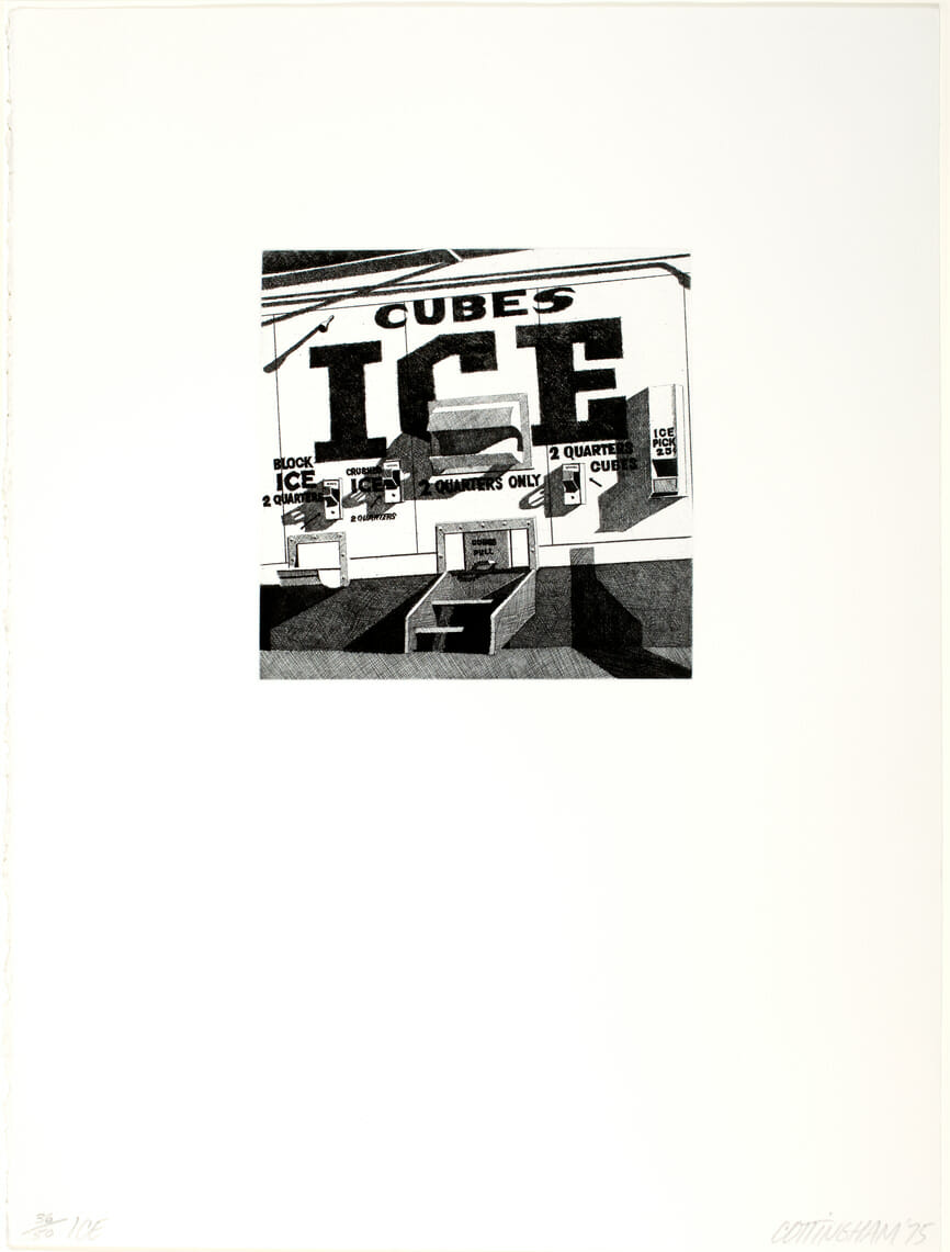 Ice. Artist: Robert Cottingham. Date: 1975. Medium: etching.