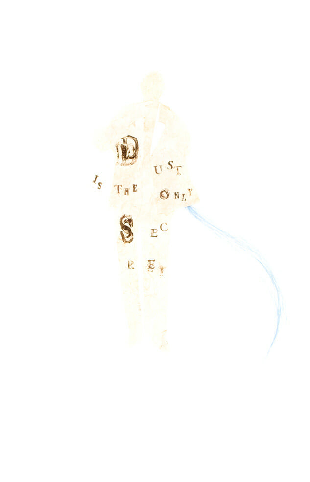 Listen. Artist: Lesley Dill. Date: 2004. Medium: lithograph with filament strands.
