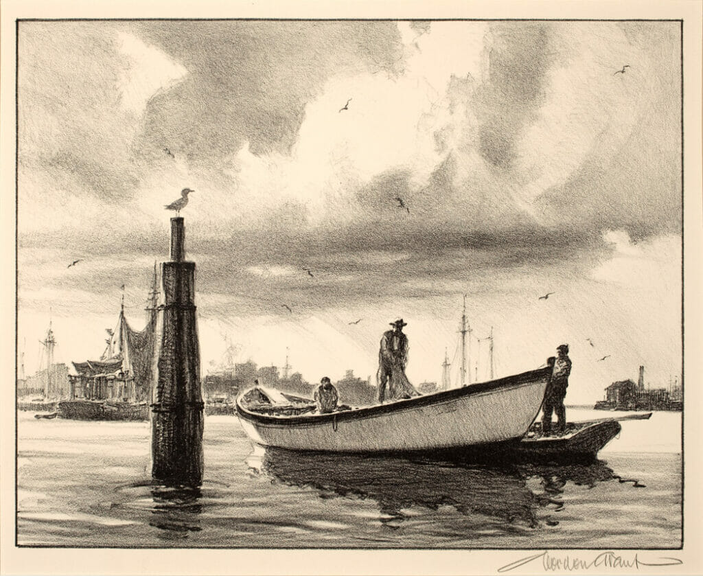 Between Tides. Artist: Gordon Grant. Date: 1955. Medium: lithograph.