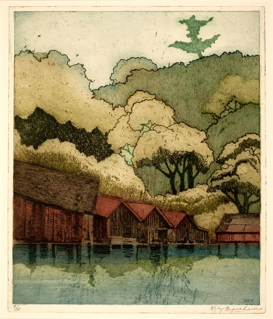 Boat Houses. Artist: Katherine Ely Ingraham. Date: 1934. Medium: aquatint.