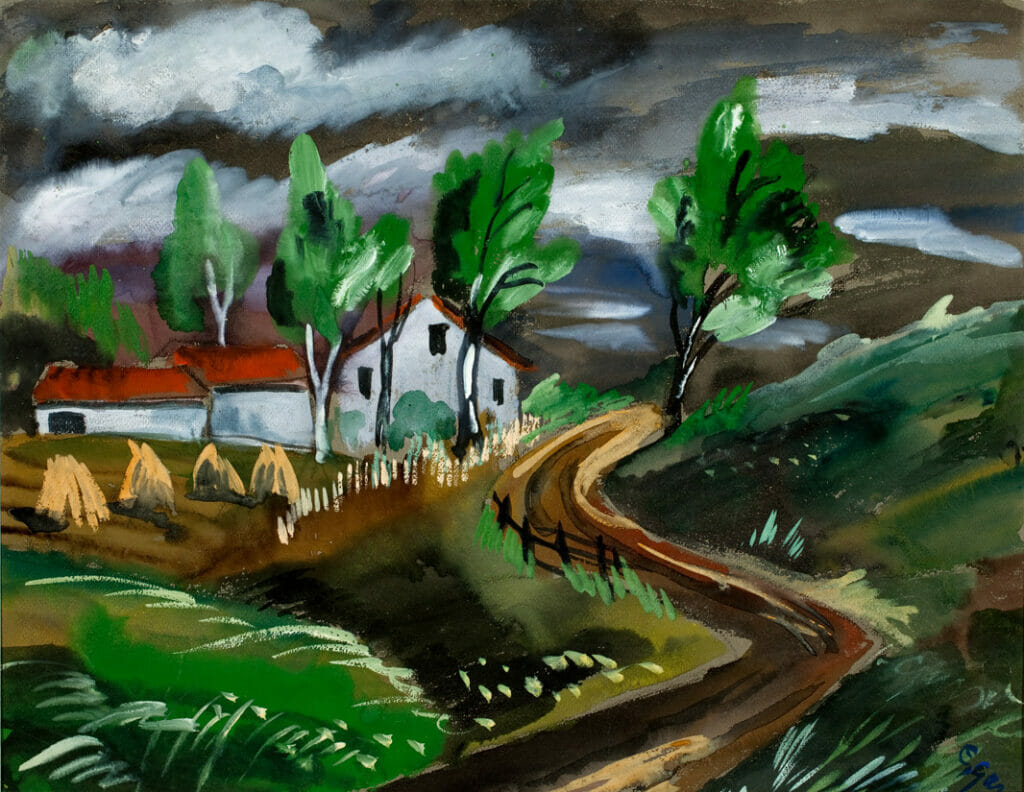 A Stormy Day. Artist: Emil Ganso. Medium: gouache.