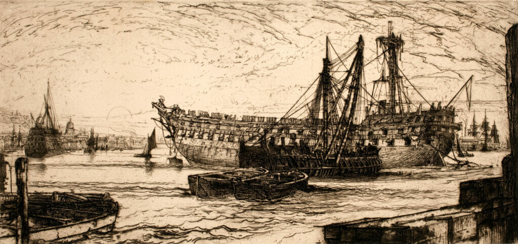 The Breaking Up of the Agamemnon. Artist: Sir Francis Seymour Haden. Date: 1870. Medium: etching and drypoint.