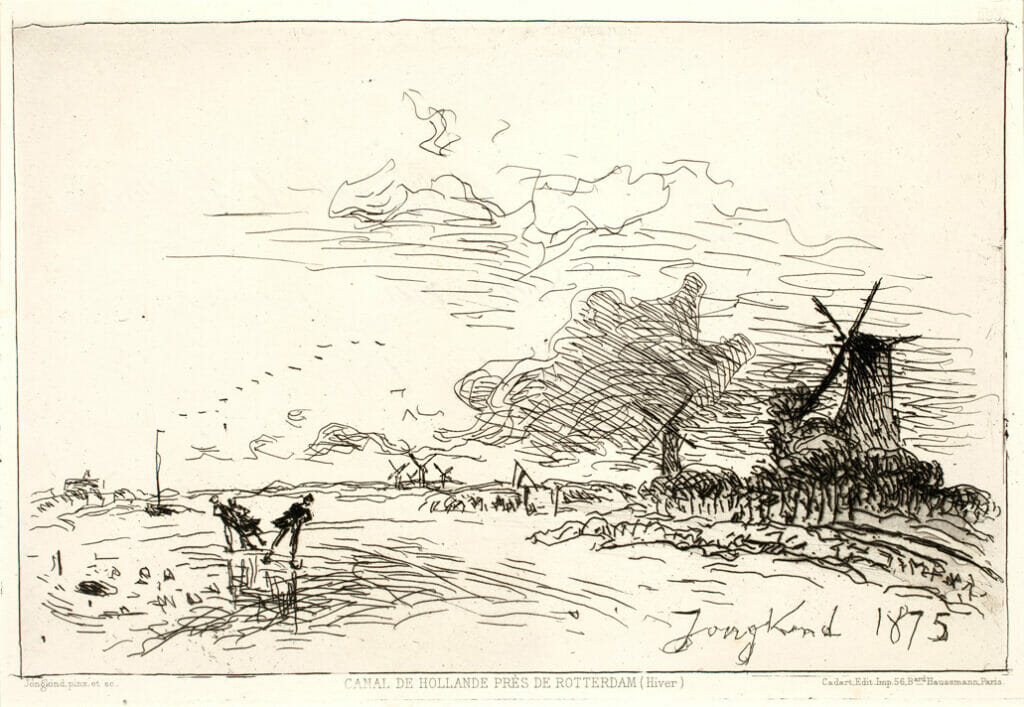 Canal de Hollande Près de Rotterdam (Hiver). Artist: Johann Barthold Jongkind. Date: 1875. Medium: etching.