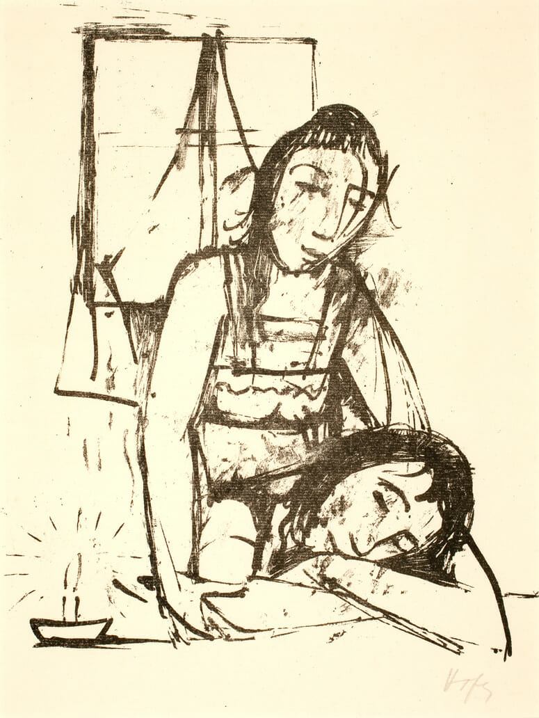 Two Girls. Artist: Karl Hofer. Medium: lithograph.