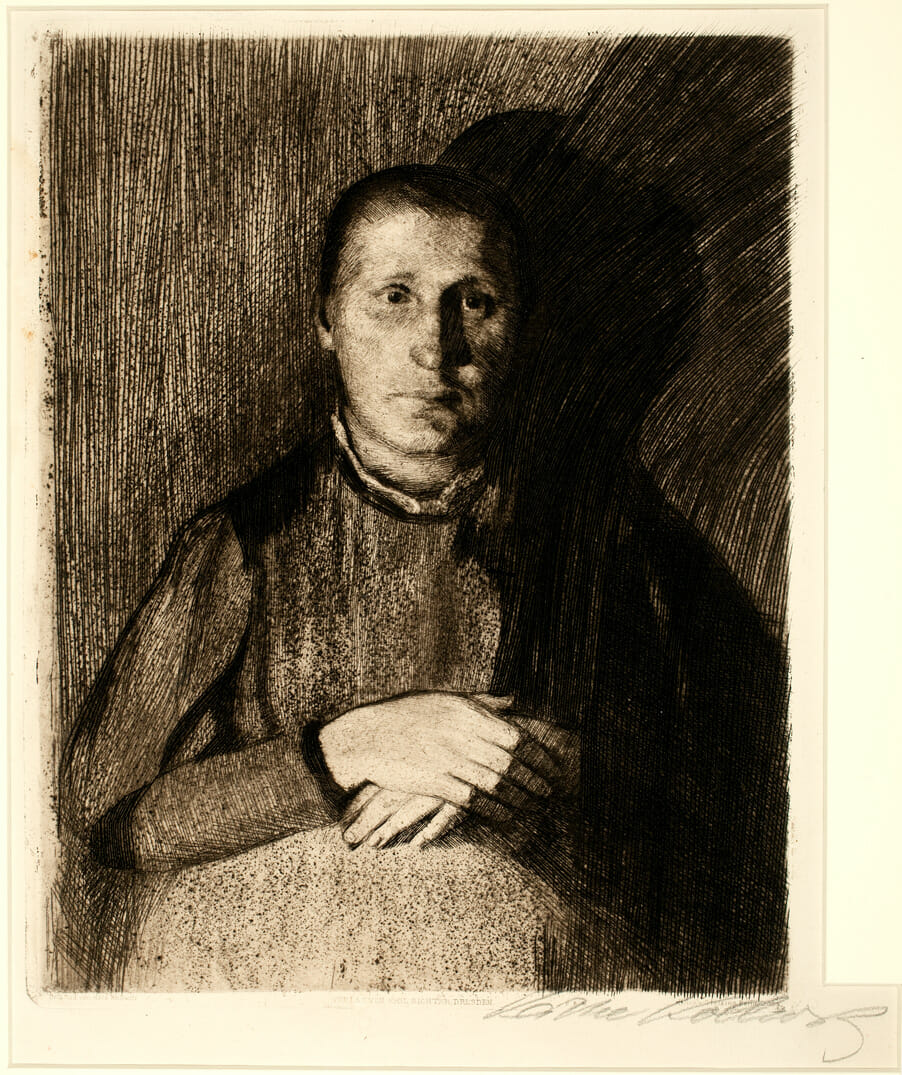 Frau mit Ubereinandergelegten Handen [Woman with Folded Hands]. Artist: Käthe Kollwitz. Date: 1898. Medium: etching.