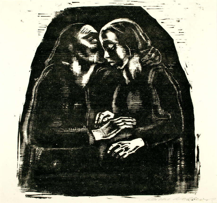 Maria und Elisabeth [Mary and Elizabeth]. Artist: Käthe Kollwitz. Date: 1928. Medium: woodcut.
